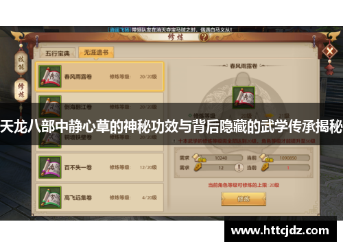 天龙八部中静心草的神秘功效与背后隐藏的武学传承揭秘